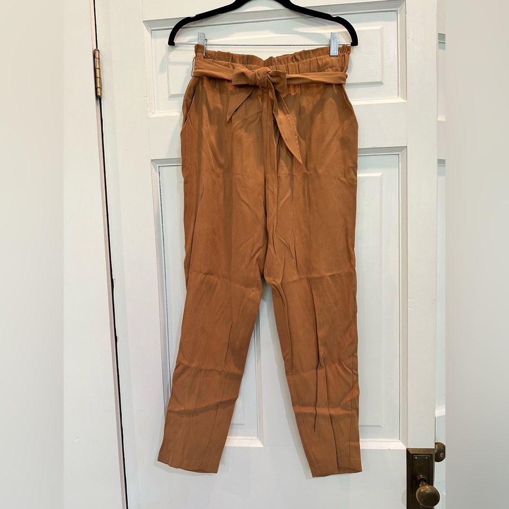 BCBG generation tie waist career work pants trousers paper bag loose summer